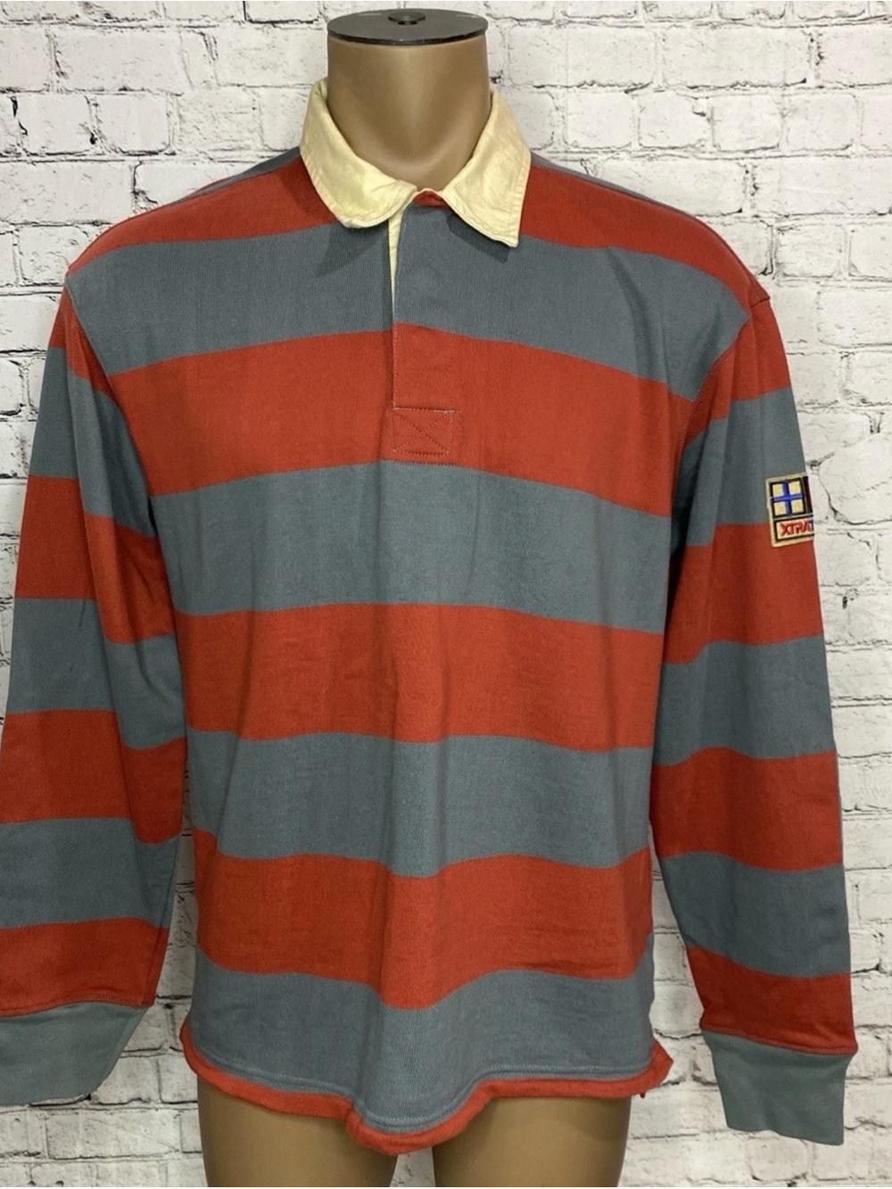 Xtratuf Rugby Polo Heavy Cotton Long Sleeve Striped Shirt Heavyweight Large L - Picture 2 of 16